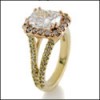 3 carat radiant cubic zirconia two tone  gold ring 
