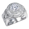 CZ CENTER WHITE GOLD PAVE ANNIVERSARY RING