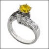 1 carat round Canary Yellow Platinum CZ Anniversary Ring