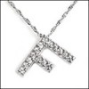 "F" INITIAL white gold  pave cz pendant 