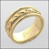 Braided wedding band for men in three tone gold