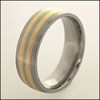 Titanium and Yellow Gold Striped Wedding Band for Men