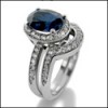 2.5 OVAL SAPPHIRE CZ 14k WHITE GOLD MATCHING ENGAGEMENT RING SET
