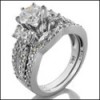 1 carat Round CZ Engagement Matching Ring Set