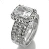 RADIANT CUBIC ZIRCONIA 14K ENGAGEMENT RING WITH DOUBLE MATCHING BANDS