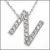 INITIAL "N" WHITE GOLD PENDANT WITH PAVE CZ
