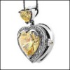 7 CARAT CANARY HEART CUBIC ZIRCONIA WHITE GOLD PENDANT