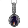 OVAL AMETHYST CZ 3 CARAT PENDANT WITH PAVE