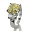 CANARY ASSCHER CZ TRAPEZOID 3 STONE RING
