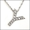 Y INITIAL WHITE GOLD CZ PENDANT