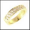 TWO ROWS OF PAVE SET CZ IN YELLOW GOLD WEDDING BAND
