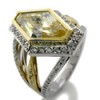 CANARY CZ CENTER TWO TONE PAVE SET GOLD RING
