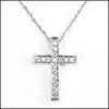 WHITE GOLD CROSS WITH CUBIC ZIRCONIA 