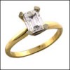 TWO TONE GOLD CZ EMERALD CUT SOLITAIRE RING