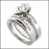 DIAMOND QUALITY 1 CT ROUND CZ ENGAGEMENT RING AND BAND