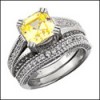 2.5 CANARY ASSCHER CZ ENGAGEMENT RING WITH A BAND