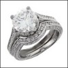 2.5 ROUND CZ ENGAGEMENT RING WITH CURVED MATCHING BAND 
