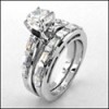 ROUND CUBIC ZIRCONIA 14K WHITE GOLD ENGAGEMENT RING WITH MATCHING BAND