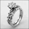 Dainty 1 Carat Round Cubic Zirconia  Engagement Ring Set