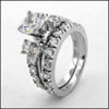 HIGH QUALITY ROUND CZ ENGAGEMENT RING SET IN PLATINUM