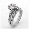 ROUND CZ Platinum engagement ring and matching band