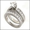 0.75 ROUND HIGH QUALITY CZ MATCHING ENGAGEMENT RING SET IN PLATINUM