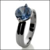 Blue topaz color CZ platinum solitaire ring