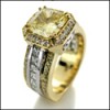 2 CARAT CANARY PRINCESS CUT CZ TWO TONE PLATINUM AND GOLD ENGAGEMENT RING