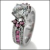 AAA HIGH QUALITY ROUND 1.5 CZ RUBY SIDES PLATINUM ENGAGEMENT RING