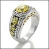 1.5 CANARY CZ PLATINUM AND18K YELLOW GOLD ANNIVERSARY RING