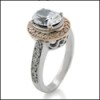 Oval cubic zirconia in Two tone ring 