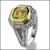 CANARY ASSCHER CZ TWO TONE RING