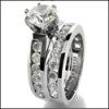 1.5 Carat Round Cubic Zirconia Platinum Engagement Ring Set