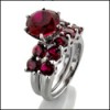 Ruby color cubic zirconia wedding ring set in platinum