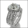 4 carat round cz center platinum engagement ring with 2 bands  