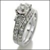 AAA HIGH QUALITY ROUND CZ PLATINUM ENGAGEMENT RING BAND SET