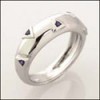 Sapphire cz Triangular shaped Platinum Wedding Band