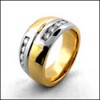 12MM TWO TONE GOLD WEDDING BAND WITH ROUND CZ CHANNEL
