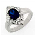 Royal Blue Sapphire Oval CZ Ring