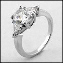 3 Stone CZ Ring with 2 Carat Oval Center and Trillions on sides