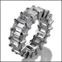 Emerald cut Cubic Zirconia Eternity Band in 14k white gold