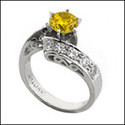Canary Yellow Platinum CZ Anniversary Ring