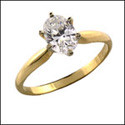 Tiffany 1ct. Oval Cubic Zirconia CZ Ring in yellow gold