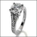 Platinum Ring with  Round cubic zirconia 1.25 carat Round Center