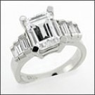 HIGH QUALITY EMERALD CUT CZ RING WITH GRADUATE BAGUETTES
