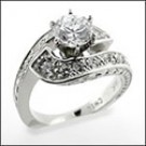 CATHEDRAL WHITE GOLD SETTING CUBIC ZIRCONIA ROUND RING