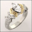 TWO TONE GOLD WITH 1 CARAT CZ MARQUISE