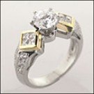 Cathedral Setting With 1 carat Round Cubic Zirconia