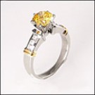 1 Ct. Canary Round CZ Engagement Ring/ Two Tone