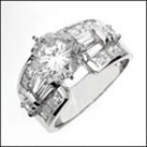 AAA HIGH QUALITY 2.25 ROUND CZ ENGAGEMENT RING/SOLID PLATINUM